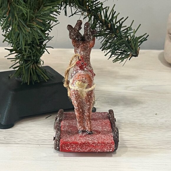 Vintage Glitter Santa Jack In The Box Reindeer Pull Toy Christmas Ornaments Lot - Picture 15 of 16